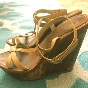Elizabeth & James Strappy Leopard Print Wedges